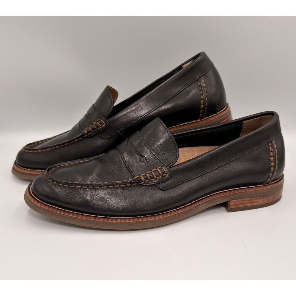 Sperry Topsfield Penny Loafers Black Leather Men Slip On Mismatch 9/9.5 STS22343